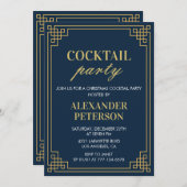 Kerstdiner Cocktail Party Navy Gold Kaart (Voorkant / Achterkant)