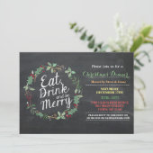 kerstdiner Eat Drink & BE Merry Party nodigt uit Kaart (Staand voorkant)