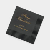 Kerstdiner feest zwart goud jaar folie servetten (Links)