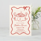 Kerstdiner grillige uitnodiging (Staand voorkant)