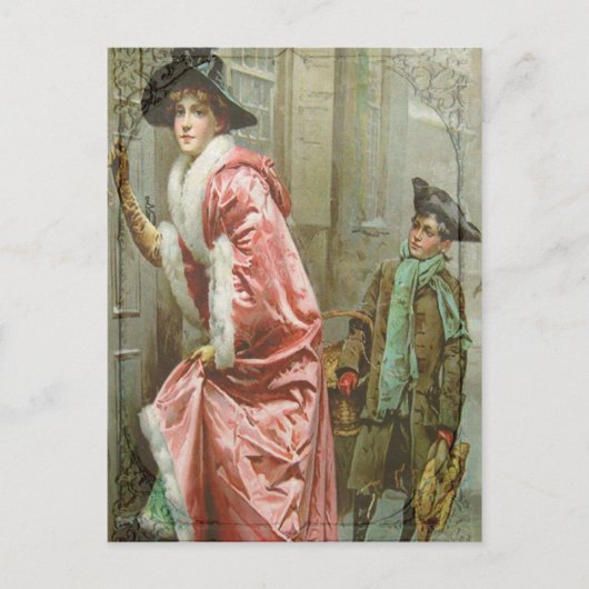 Kerstdiner III Victoriaans Feestdagenkaart (Voorkant)