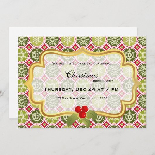 kerstdiner kaart (Voorkant / Achterkant)