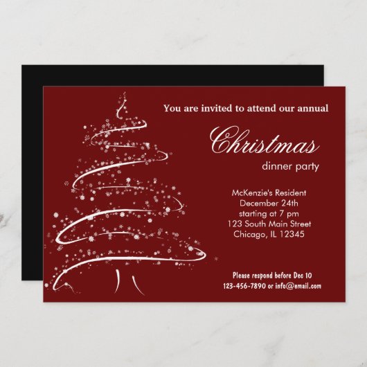 kerstdiner kaart (Voorkant / Achterkant)