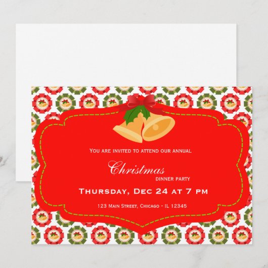 kerstdiner kaart (Voorkant / Achterkant)