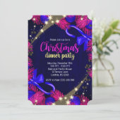 Kerstdiner Paarse & Blauw Feestticket Uitnodigen Kaart (Staand voorkant)