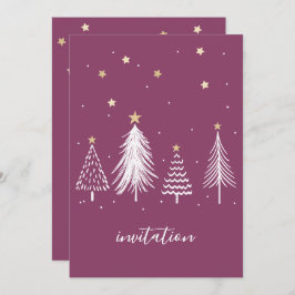 Kerstdiner Paarse Elegant Kaart