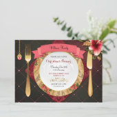 Kerstdiner Plaats diamanten Amaryllis Kaart (Staand voorkant)