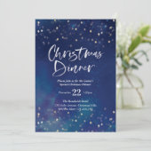 Kerstdiner Uitnodiging | Midnight sterren (Staand voorkant)