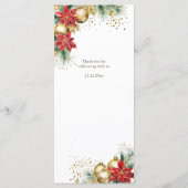 Kerstdiner waterverf rood goud poinsettia menu (Achterkant)