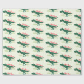 Kerstdino Dinosaur Funny T-Rex Boom Gift Cadeaupapier (Vlak)
