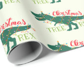 Kerstdino Dinosaur Funny T-Rex Boom Gift Cadeaupapier (Rol Hoek)