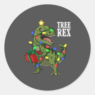 kerstdinosaur-boom Rex boys Girls Kinder kerstmis Ronde Sticker