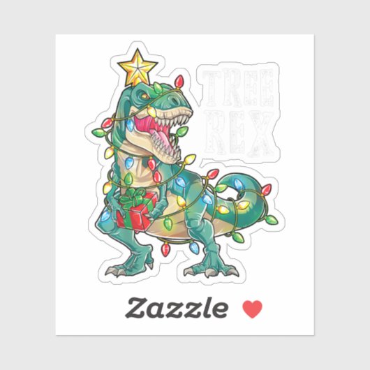 Kerstdinosaur-boom Rex Pajamas-Mannen Sticker (Vel)