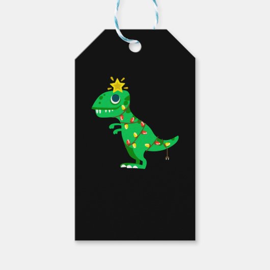 Kerstdinosaur Cadeaulabel (Voorkant)