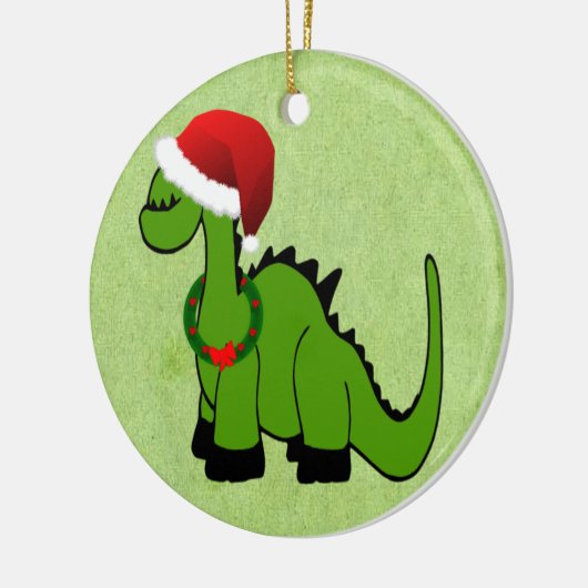 Kerstdinosaur Keramisch Ornament (Links)