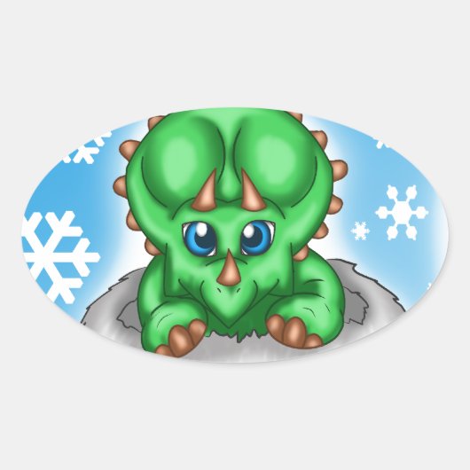 Kerstdinosaur Ovale Sticker (Voorkant)