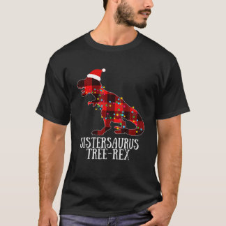 Kerstdinosaur Santa Pset Lights Sistersaurus T-shirt