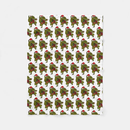 Kerstdinosaur Snowflake Fleece Blanket Deken (Voorkant)