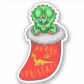 Kerstdinosaur Sticker (Voorkant)