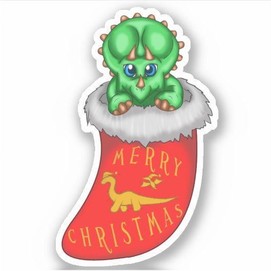 Kerstdinosaur Sticker (Voorkant)
