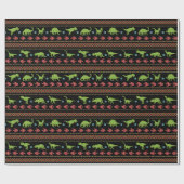 Kerstdinosauriërs Knit Embroized Fair Isle Cadeaupapier (Vlak)