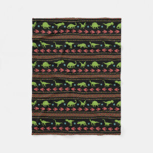 Kerstdinosauriërs Knit Embroized Fair Isle Fleece Deken