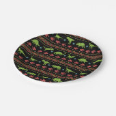 Kerstdinosauriërs Knit Embroized Fair Isle Papieren Bordje (Gekanteld)