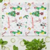 Kerstdinosaurus en sneeuwman theedoek (Gevouwen)