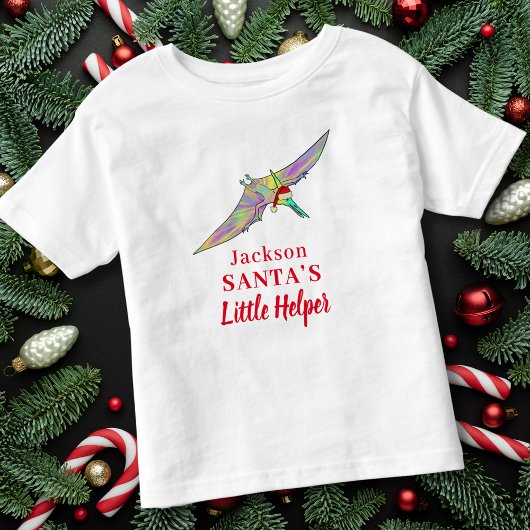 Kerstdinosaurus gepersonaliseerde jongensnaam kinder shirts