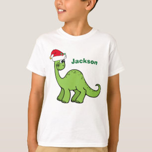 kerstdinosaurus in Santa Hat Custom Kinder T-shirt
