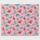 Kerstdinosaurus Kinder leuke wintervakantie Cadeaupapier (Vlak)