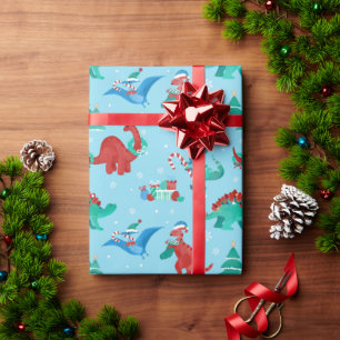 Kerstdinosaurus Kinder leuke wintervakantie Cadeaupapier