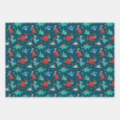 Kerstdinosaurus Kinder leuke wintervakantie Inpakpapier Vel (Voorkant 3)