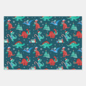 Kerstdinosaurus Kinder leuke wintervakantie Inpakpapier Vel (Voorkant)