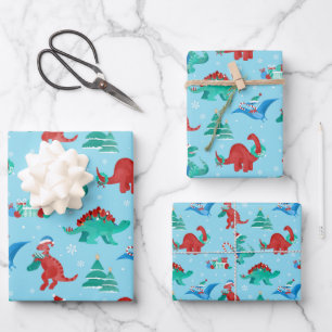 Kerstdinosaurus Kinder leuke wintervakantie Inpakpapier Vel