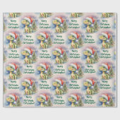 Kerstdinosaurus Santa Hat Cadeaupapier (Vlak)
