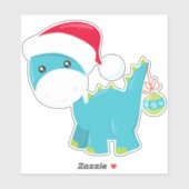 Kerstdinosaurus, Santa Hat, Dino, Brontosaurus Sticker (Vel)