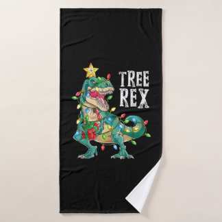 kerstdinosaurusboom Rex Pajamas Mannen Boys Kinder Badhanddoek