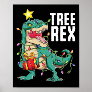 Kerstdinosaurusboom Rex Trex Pajamas Mannen Poster