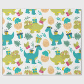 kerstdinosaurussen cadeaupapier (Vlak)