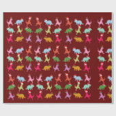 kerstdinosaurussen cadeaupapier (Vlak)