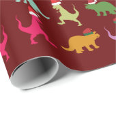kerstdinosaurussen cadeaupapier (Rol Hoek)