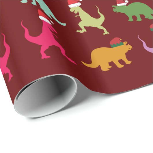 kerstdinosaurussen cadeaupapier (Rol Hoek)