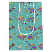 Kerstdinosaurussen gepersonaliseerd medium cadeauzakje (Achterkant)