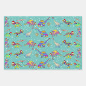 Kerstdinosaurussen in de sneeuw inpakpapier vel (Voorkant)