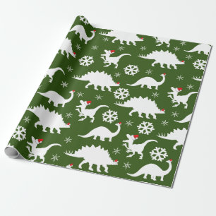 Kerstdinosaurussen & sneeuwvlokken cadeaupapier