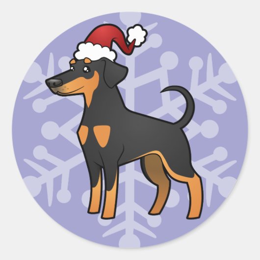 kerstdoberman Pinscher (floppy ears) Ronde Sticker (Voorkant)