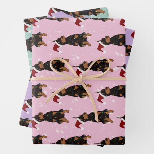 Kerstdoberman Pinscher Inpakpapier Vel (In situ)
