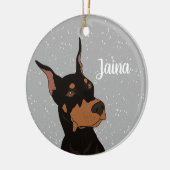 Kerstdoberman Pinscher Keramisch Ornament (Links)