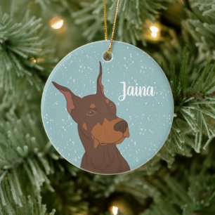 Kerstdoberman Pinscher Keramisch Ornament